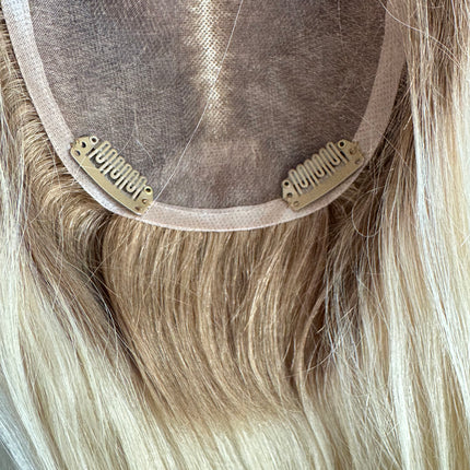 Tillstyle light blonde with dark roots hair toppers hair toppers/mono mesh base