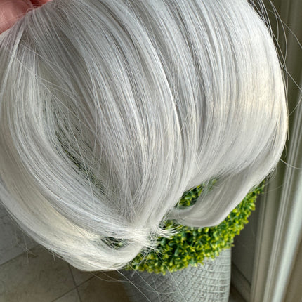 Tillstyle  silver white  large clip in bangs thick bangs covering thinning hair natural looking bangs