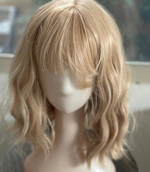 Tillstyle ginger blonde short wavy wig with bangs#color-ginger-blonde