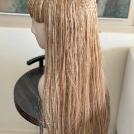 Tillstyle long  honey blonde /strawberry blonde straight wig  with bangs for women 26 inch