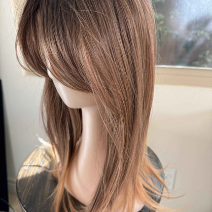 Tillstyle highlighted brown hair toppers with bangs