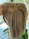 Ash brown mix ash blonde Hair Toppers For Women with butterfly Bangs