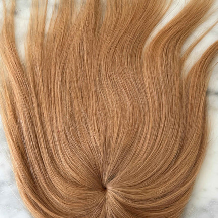 Tillstyle top hair piece 100%human hair honey blonde clip in hair toppers for thinning crown