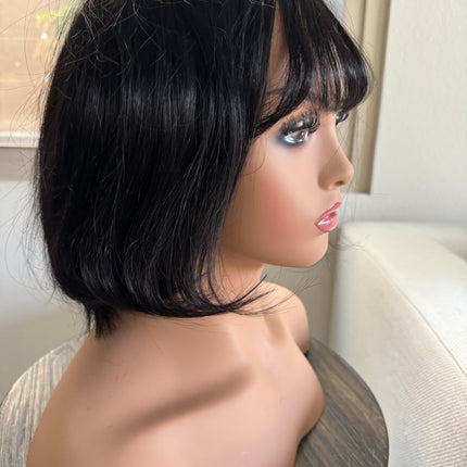 Bob wigs with bangs 100% human hair short bob wigs glue-less middle part