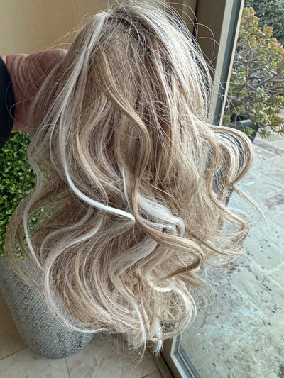 Tillstyle  white blonde /ash brown loose body wave clip in ponytail