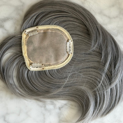 Tillstyle grey hair topper with bangs/real part