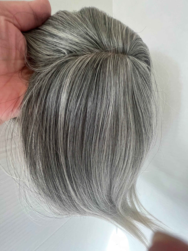 Till style  hair topper for women Grey Mix Salt and Pepper Brown