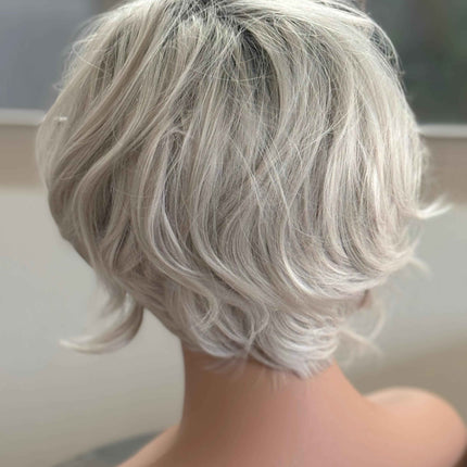 Tillstyle white silver grey short layered wig