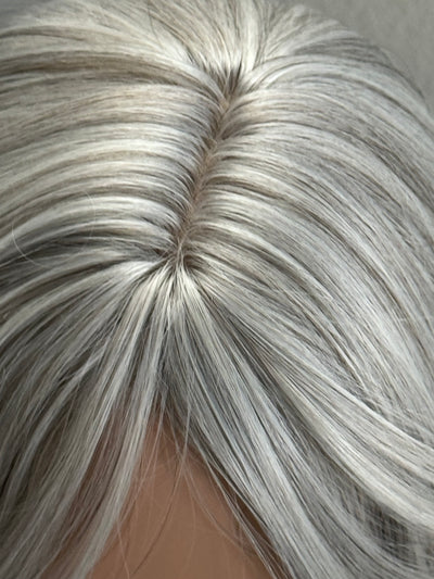 Till style white silver  hair toppers for women / layered /bangs