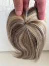 Tillstyle top hair piece 100%human hair ash brown/ bleach blonde highlights clip in hair toppers