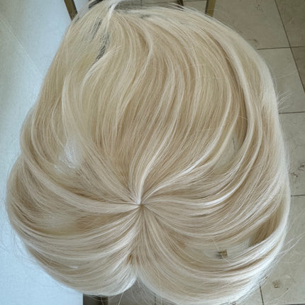 Tillstyle white blonde hair piece bleach blonde clip in hair toppers for thinning crown short hair styles