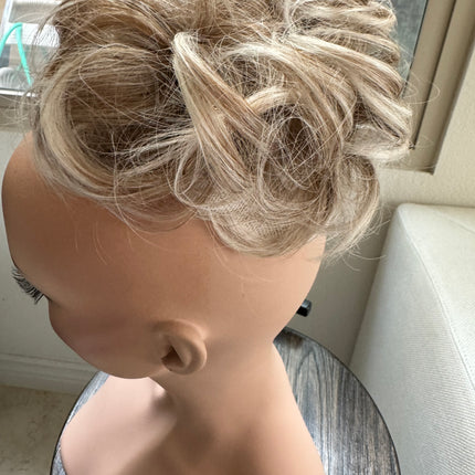 Tillstyle  white brown ash messy hair bun curly hair bun creamy ends