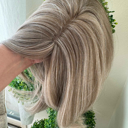 Till style ash brown highlighted grey hair toppers for women / bangs