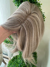 Till style ash brown highlighted grey hair toppers for women / bangs