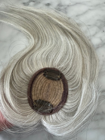 Tillstyle white Human Hair Toppers with bangs