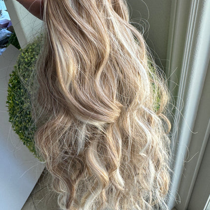 Tillstyle  ash blonde highlighted wavy clip in ponytail