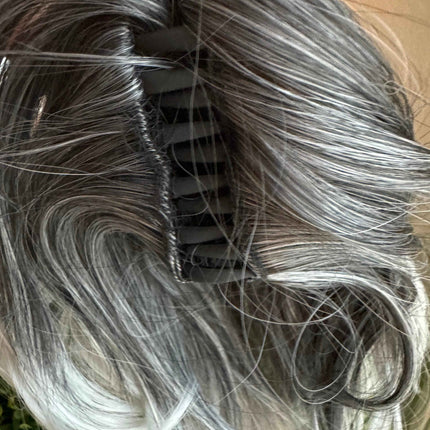 Tillstyle dark grey clip in ponytail creamy ends