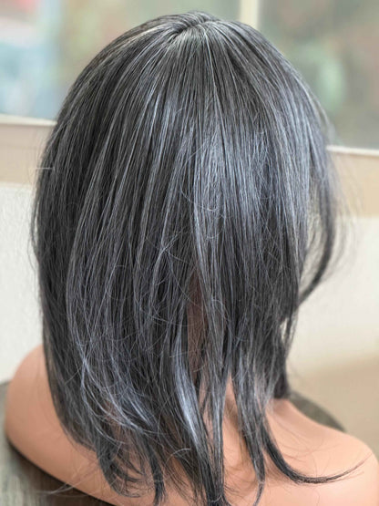 Till style grey salt and pepper  hair toppers for women / layered /bangs