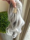 Tillstyle  white silver loose body wave clip in ponytail clip in pony tail