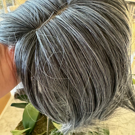 Tillstyle grey mixed white hair topper with bangs