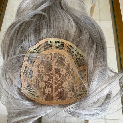 Till style white grey hair toppers for women / bangs