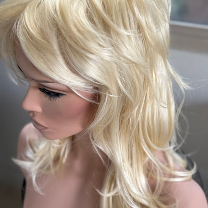 Tillstyle shaggy layered wig with bangs bleach blonde #613 shoulder length natural straight shags