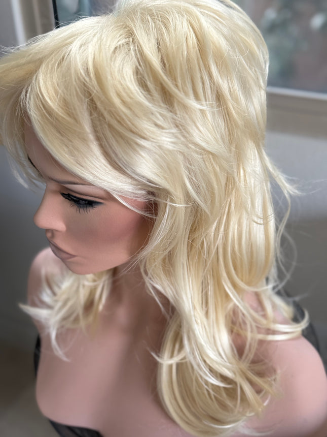 Tillstyle shaggy layered wig with bangs bleach blonde #613 shoulder length natural straight shags