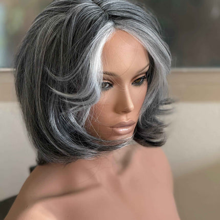 Tillstyle  grey layered wig /pale white ends/bangs