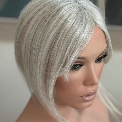 Tillstyle pale white Human Hair Toppers with bangs