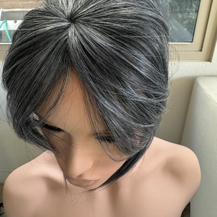 Tillstyle hair piece grey clip in hair toppers for thinning crown short hair styles