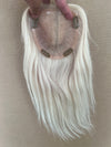 White human hair toppers for women virgin hair White blonde  /ice blonde mono mesh base thinning crown