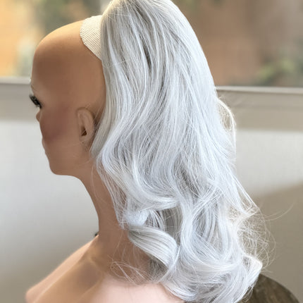 Tillstyle  white silver loose body wave clip in ponytail clip in pony tail