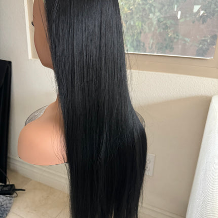 Till style black long straight hair extensions with /clip in hair extensions