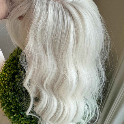 Till style creamy white hair toppers for women  with bangs loose body wave