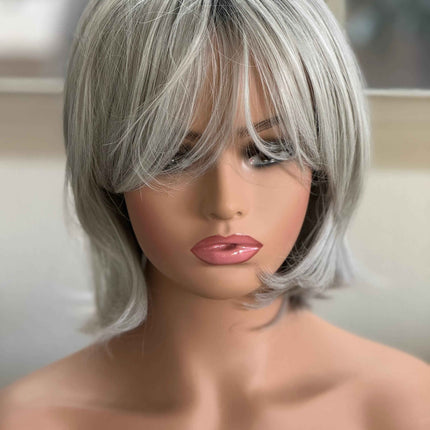 Tillstyle silver with dark roots wig with bangs