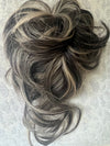 Tillstyle hair-bun scrunchie with bangs brown with ombre highlights