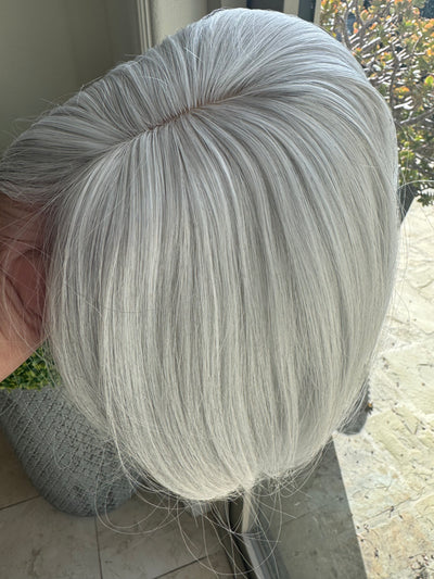 Till style white with silver highlights hair toppers for women real part