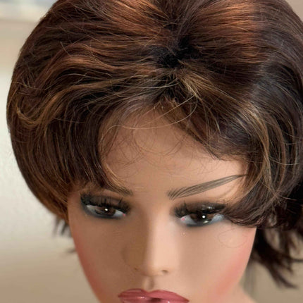 Tillstyle short brown wig wavy ends