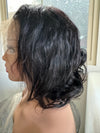 Lace front short Wavy Bob wig 100%human hair bob wavy wig glue-less