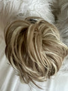 Tillstyle elastic hairbun scrunchie hair piece for women with long bangs bleach blonde ombre highlights