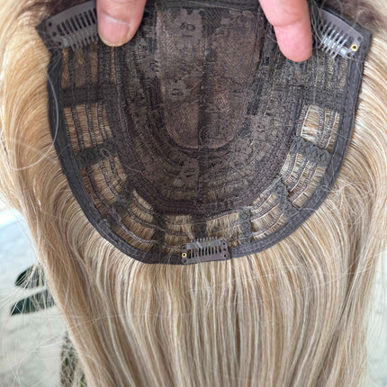 Tillstyle blonde topper with bangs ash blonde/ brown roots