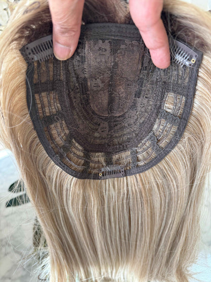 Tillstyle blonde topper with bangs ash blonde/ brown roots