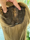 Ash brown mix ash blonde Hair Toppers For Women with butterfly Bangs