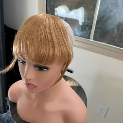 Tillstyle clip in 100 % human hair french bangs  caramel blonde