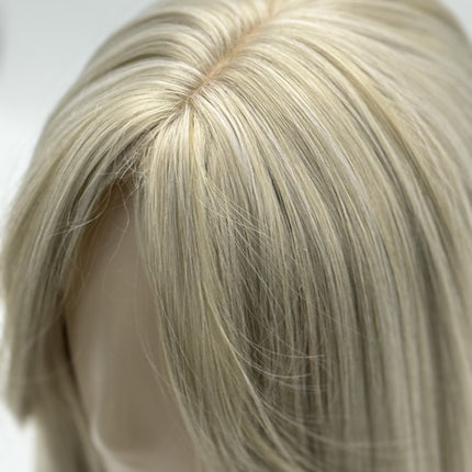 Till style blonde grey hair toppers for women  with butterfly bangs