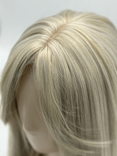 Till style blonde grey hair toppers for women  with butterfly bangs