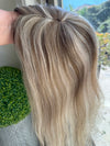 Tillstyle  platinum blonde ash brown Highlighedhuman hair toppers for women mono base