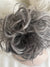 Tillstyle elastic messy bun hair piece curly hair bun pieces  salt and pepper brownish grey