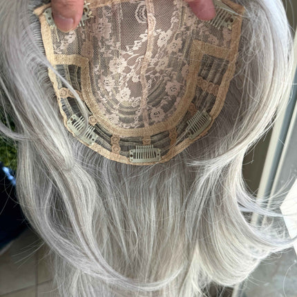 Till style white grey hair toppers for women / bangs