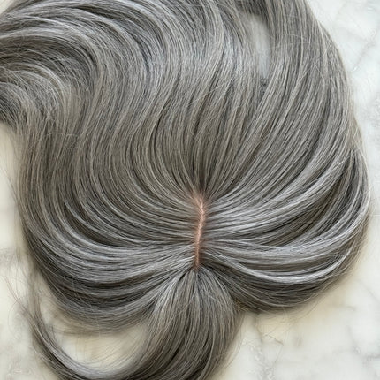 Tillstyle grey hair topper with bangs/real part